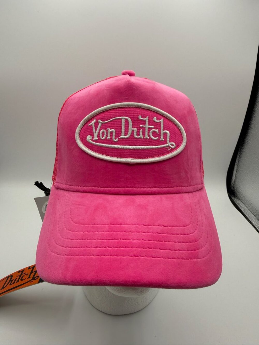 Von Dutch Hot Bubblegum Pink Velvet Soft Snapback Trucker Hat One Size NWT